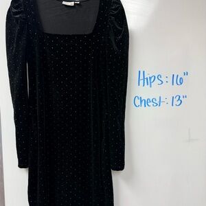 SO Black Long Sleeve Dress with Gold Accents